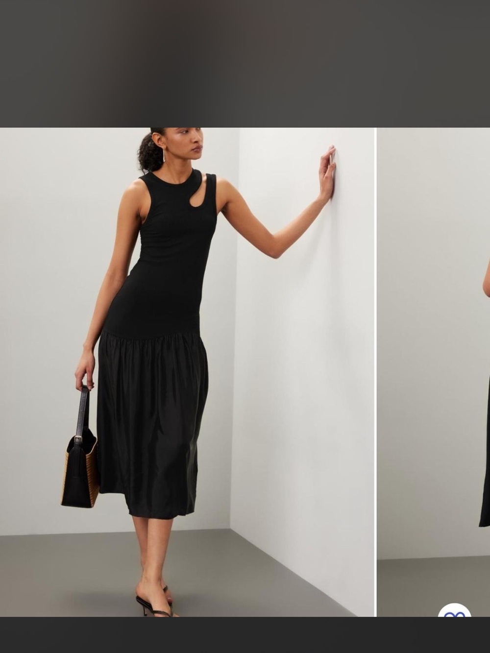 Sandro Black Sleeveless Midi Dress with Shoulder Cutout